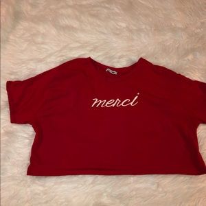Fashion Nova Red “Merci” Crop Top